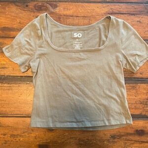 SO Womens Green Top with Square Neck Size M